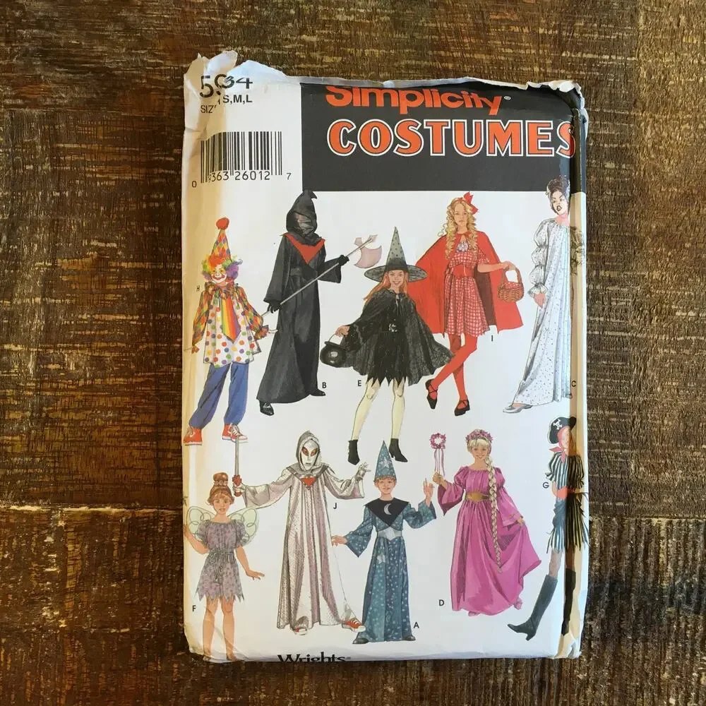 Simplicity Sewing Pattern 5934 Clown Witch Pirate Alien Kids Costume 7-14 UNCUT